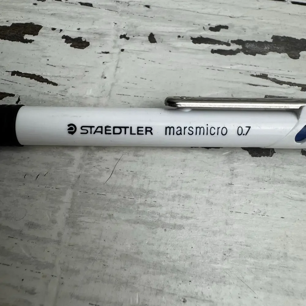 Vintage Staedtler Marsmicro Drafting Mechanical Pencil 0.7mm Germany White Blue